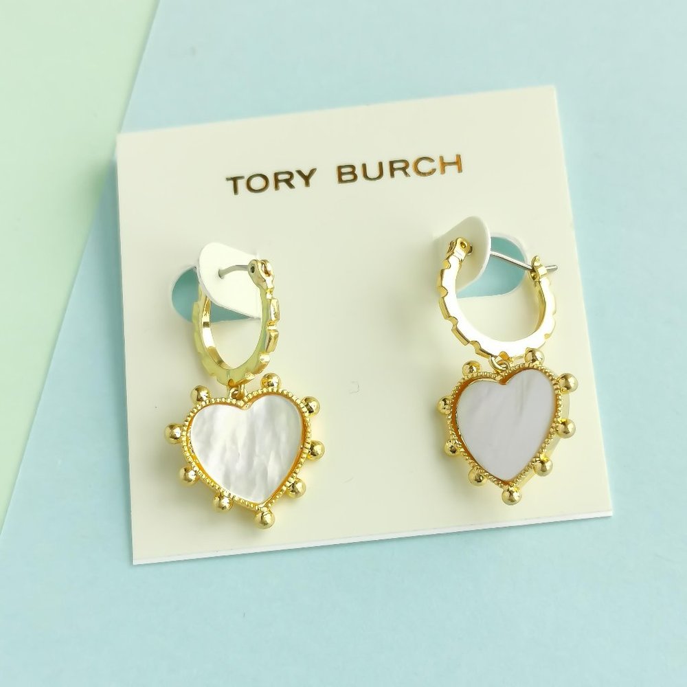 Semi Precious Heart - Tory Burch Gold Mother Of Pearl Drop Earrings